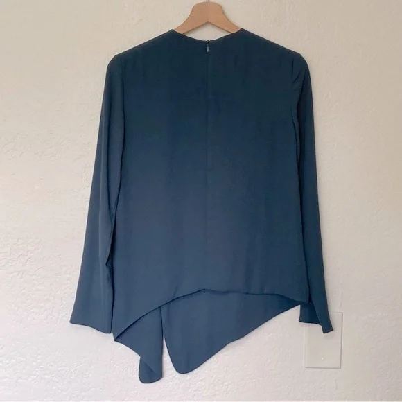 Babaton aritzia Blue Asymmetric Long Sleeve Slit Blouse, Size XXS - Picture 3 of 5